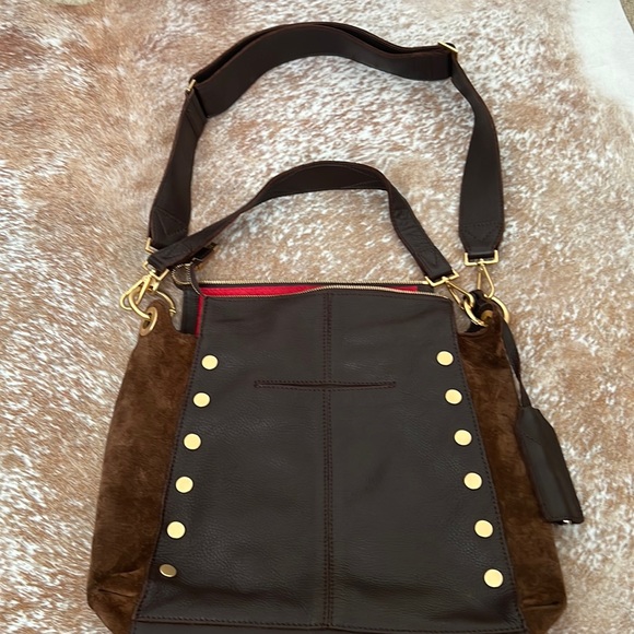 Hammitt Bags Hammitt Purse Brown Suede And Leather Mix Gold Rivets